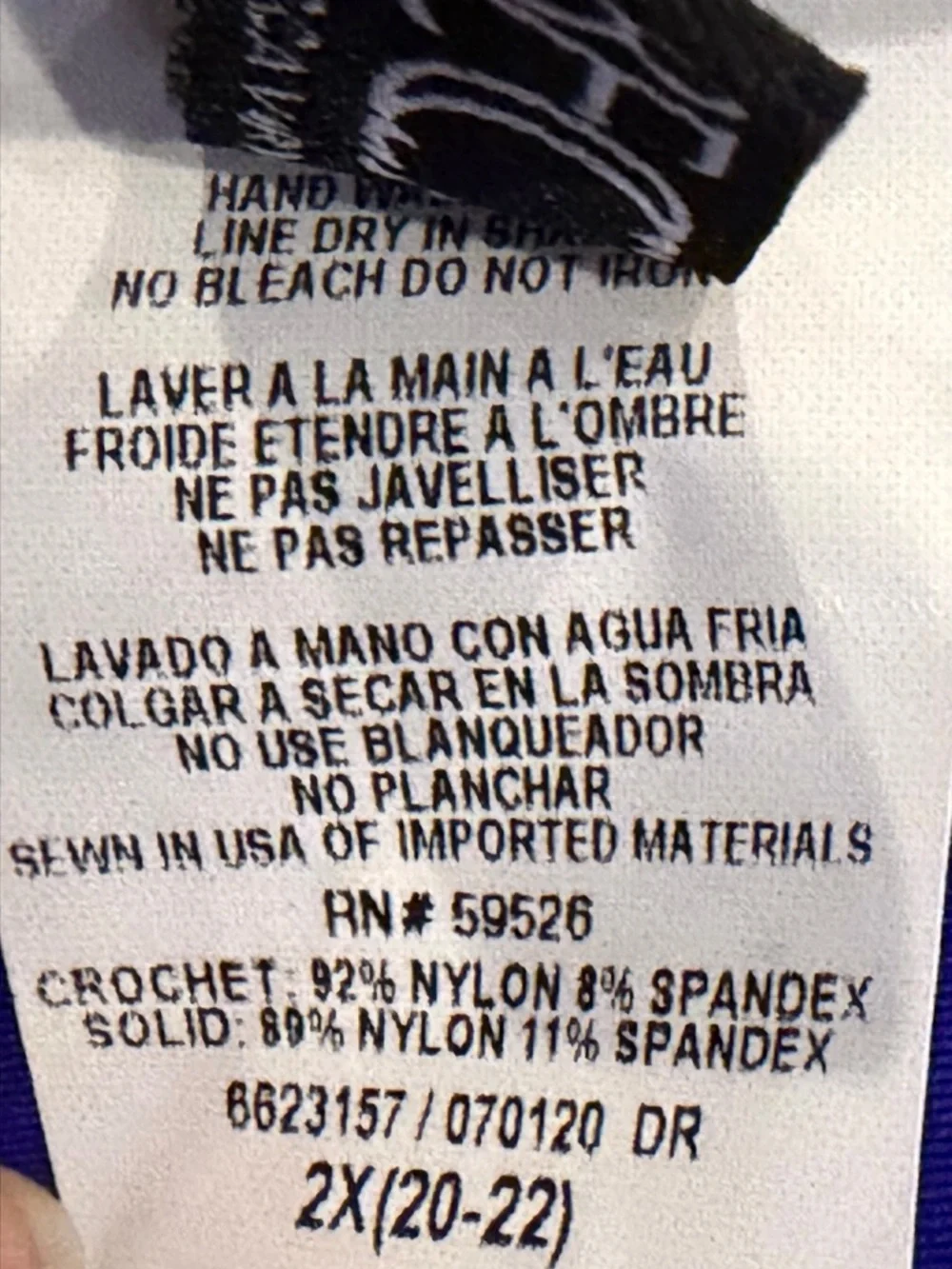 BECCA Royal Purple Crochet High Neck Bikini Top 2X - Picture 6 of 7